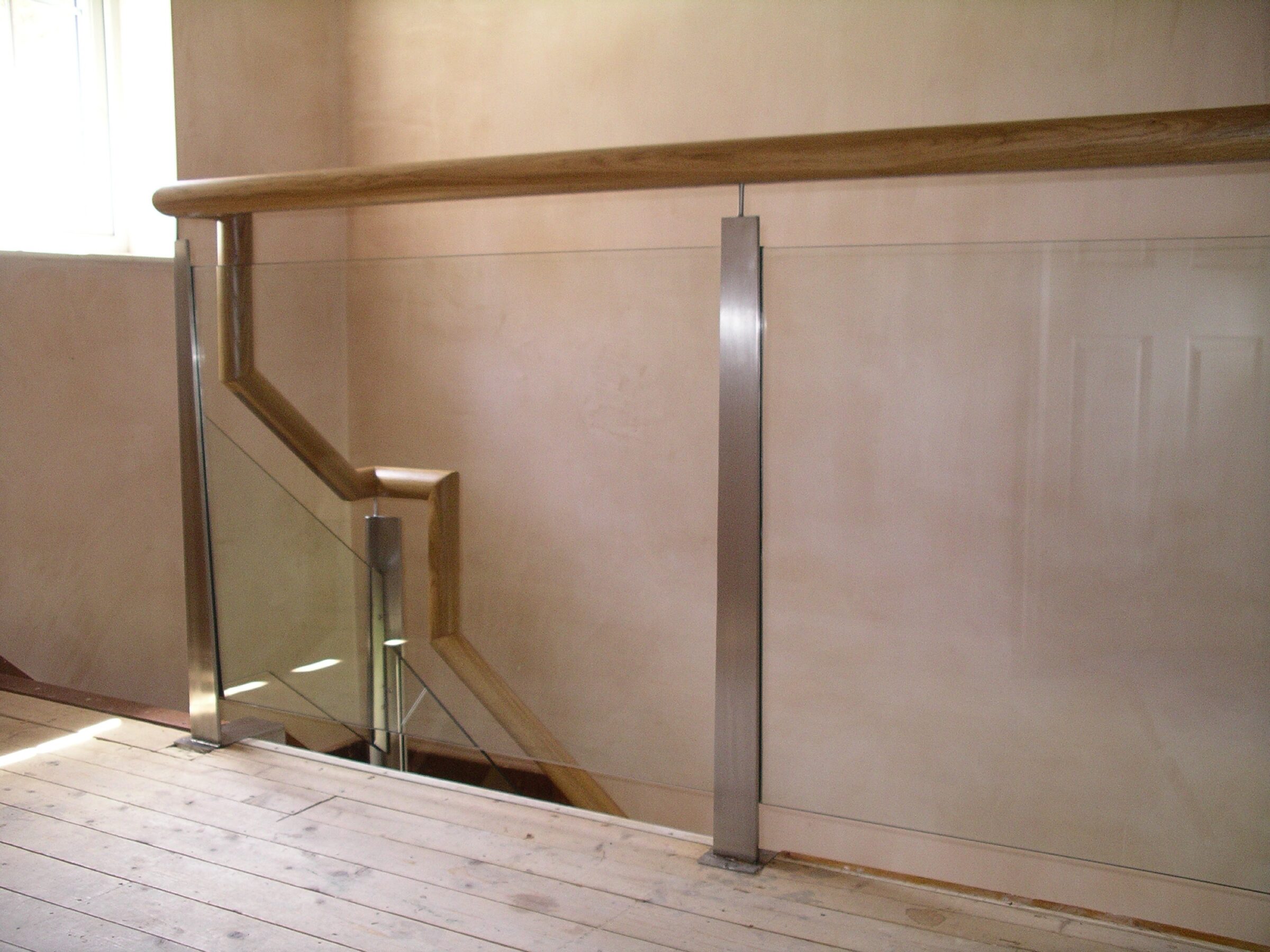 Architectural Metal Glass Wood Landing Balustrade